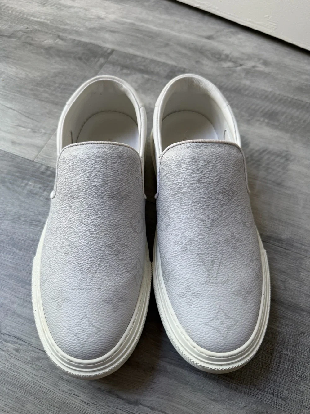 Louis Vuitton White Monogram Slip-On Sneakers